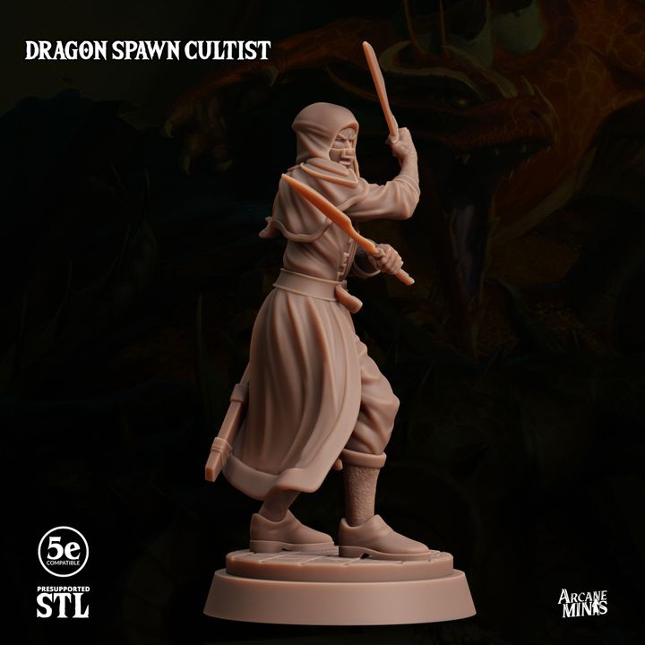 Dragon Cultist Rogue Miniature | Medium | Sordane Publishing | D&D DnD Pathfinder Miniature