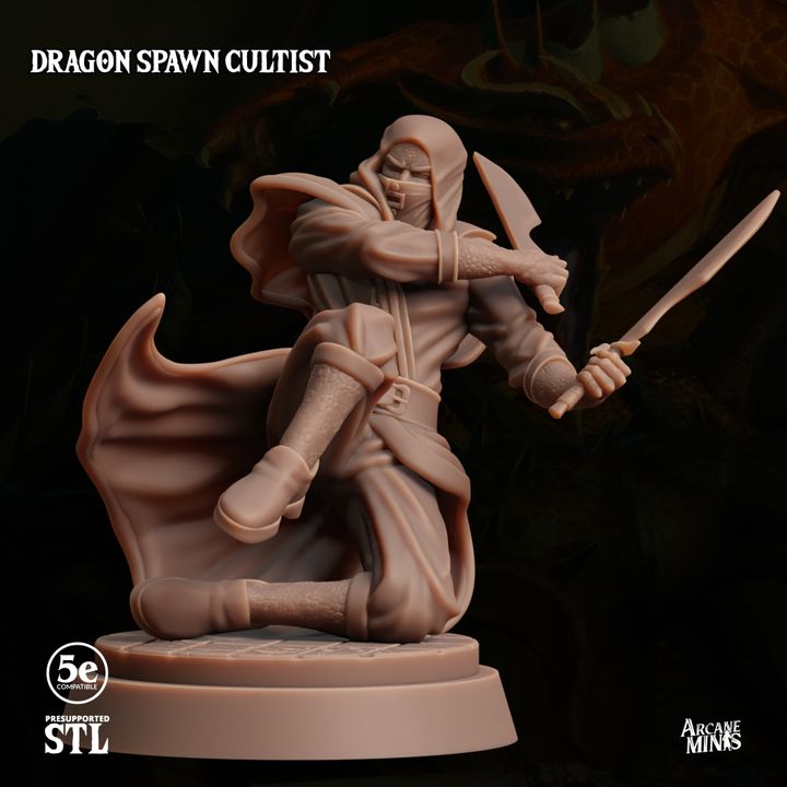 Dragon Cultist Rogue Miniature | Medium | Sordane Publishing | D&D DnD Pathfinder Miniature