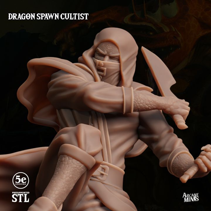Dragon Cultist Rogue Miniature | Medium | Sordane Publishing | D&D DnD Pathfinder Miniature