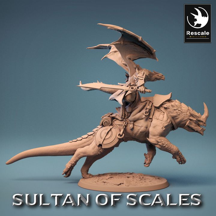 Dragonborn Warrior Reptilian Mount | Large | Rescale Miniatures | D&D DnD Pathfinder Miniature