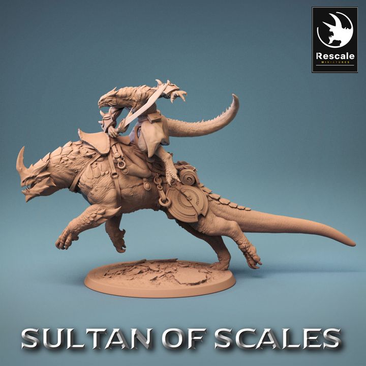 Dragonborn Rider Beast Warrior Battle | Large | Rescale Miniatures | D&D DnD Pathfinder Miniature