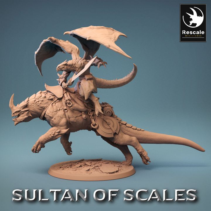 Dragonborn Rider Beast Warrior Battle | Large | Rescale Miniatures | D&D DnD Pathfinder Miniature