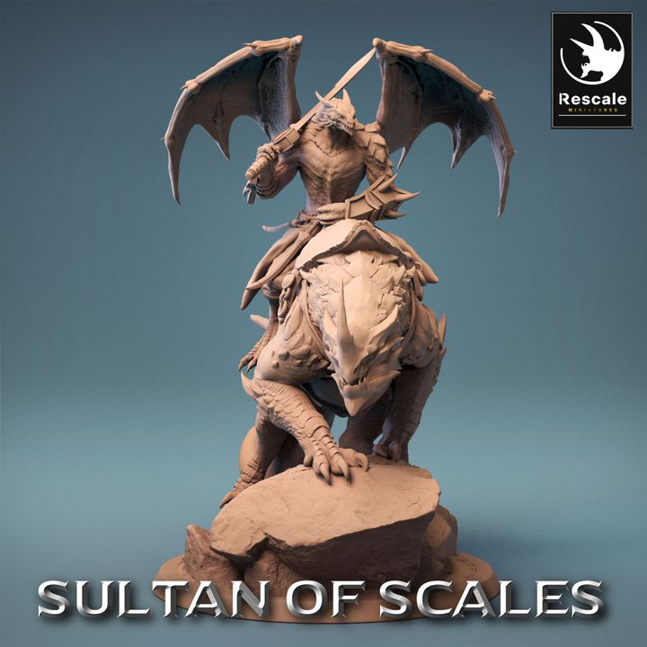 Dragonborn Warrior Mounted Beast | Large | Rescale Miniatures | D&D DnD Pathfinder Miniature