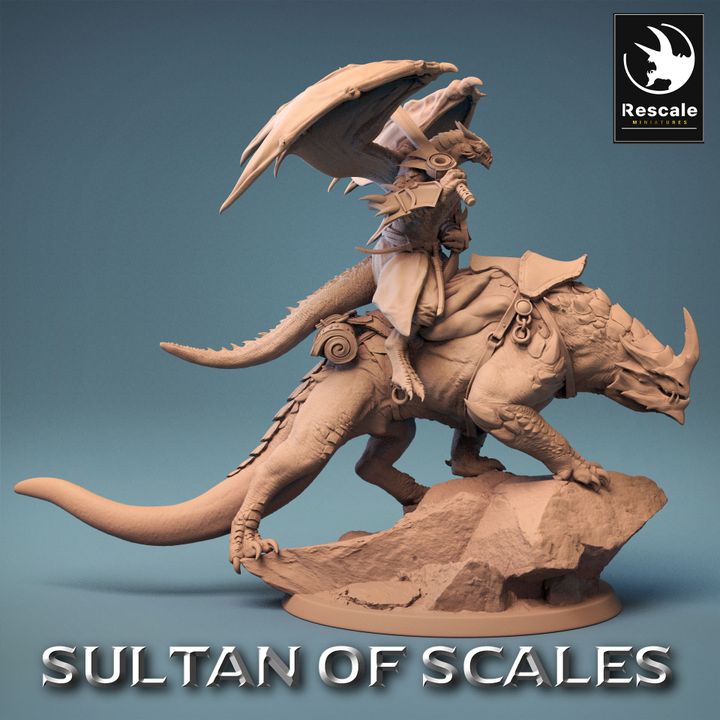 Dragonborn Warrior Mounted Beast | Large | Rescale Miniatures | D&D DnD Pathfinder Miniature