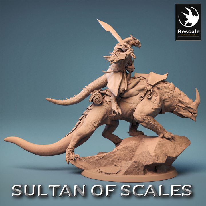 Dragonborn Warrior Mounted Beast | Large | Rescale Miniatures | D&D DnD Pathfinder Miniature