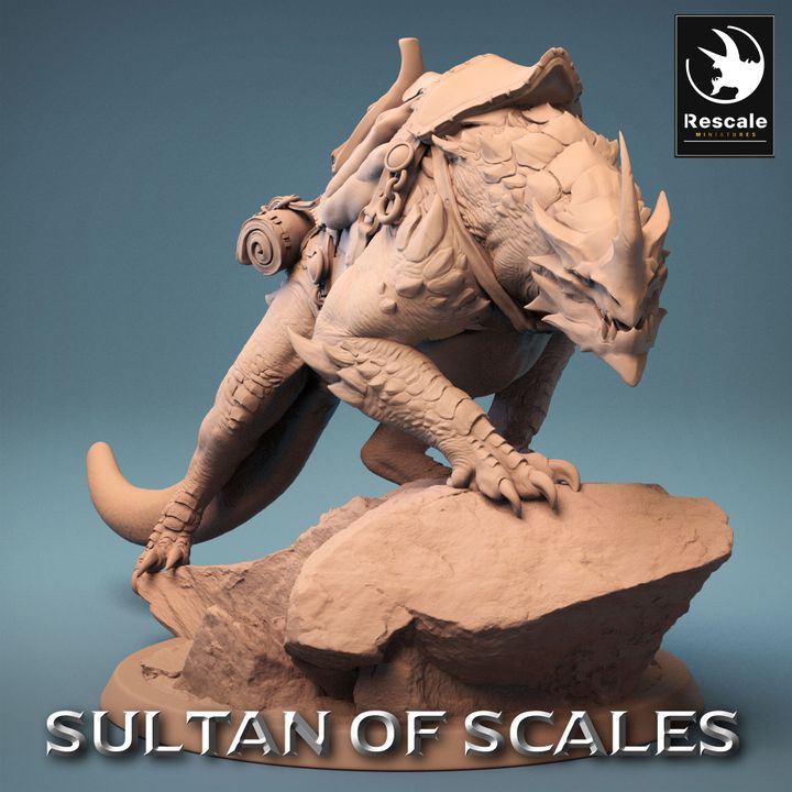 Dragonborn Warrior Mounted Beast | Large | Rescale Miniatures | D&D DnD Pathfinder Miniature