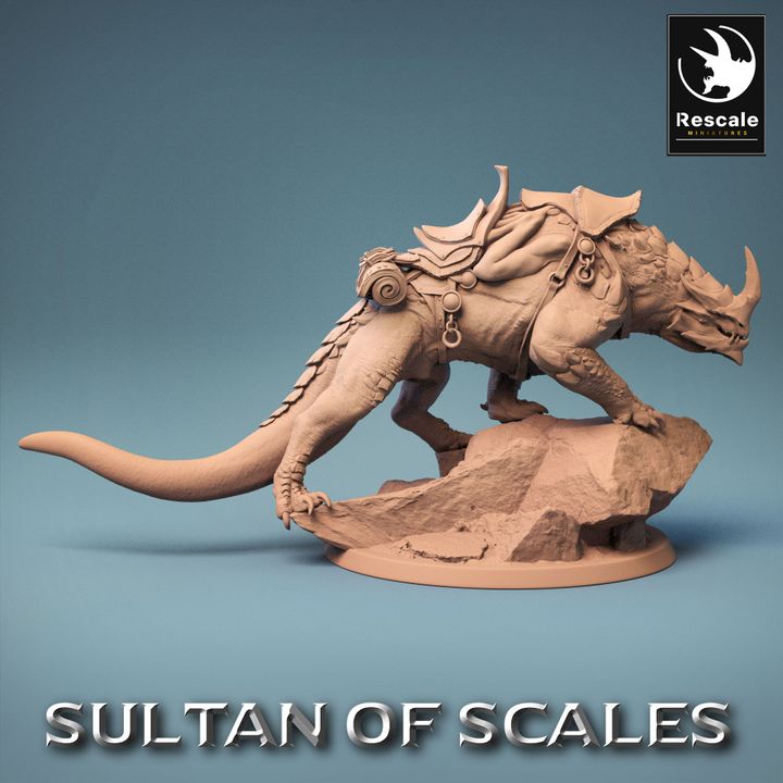 Dragonborn Warrior Mounted Beast | Large | Rescale Miniatures | D&D DnD Pathfinder Miniature