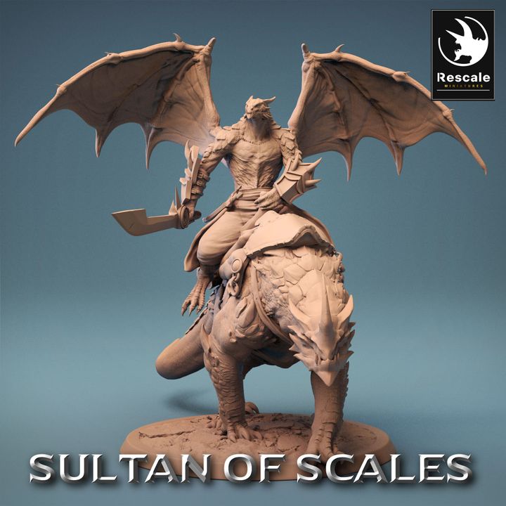 Dragonborn Warrior Mounted Beast | Large | Rescale Miniatures | D&D DnD Pathfinder Miniature