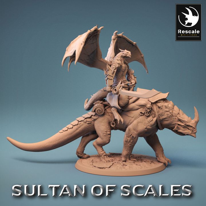 Dragonborn Warrior Mounted Beast | Large | Rescale Miniatures | D&D DnD Pathfinder Miniature