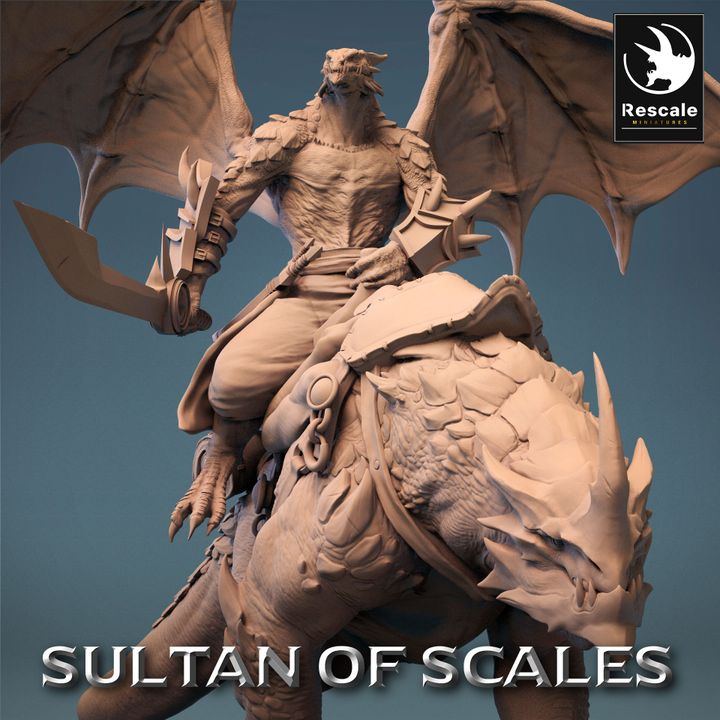 Dragonborn Warrior Mounted Beast | Large | Rescale Miniatures | D&D DnD Pathfinder Miniature