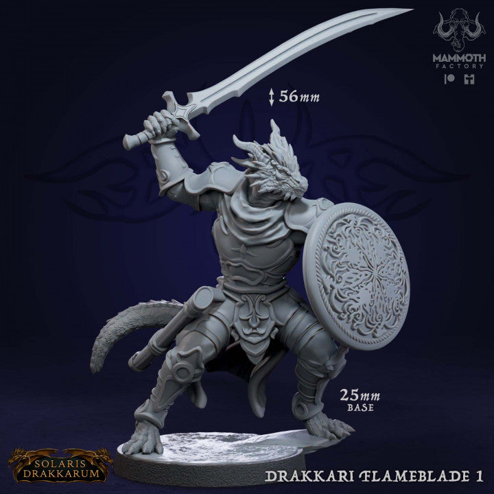 Dragonborn Fighter Warrior Flameblades | Medium | Mammoth Factory | D&D DnD Pathfinder Miniature