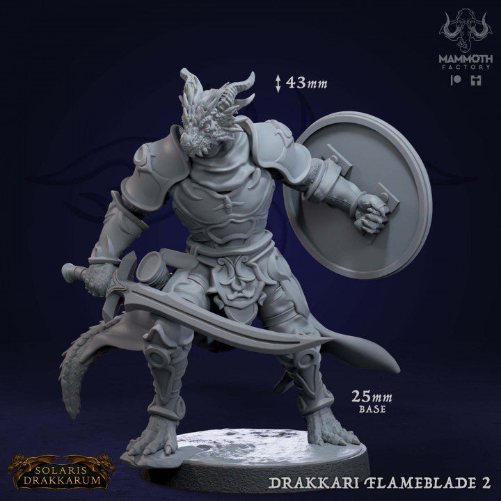 Dragonborn Fighter Warrior Flameblades | Medium | Mammoth Factory | D&D DnD Pathfinder Miniature