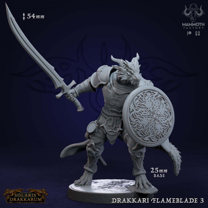 Dragonborn Fighter Warrior Flameblades | Medium | Mammoth Factory | D&D DnD Pathfinder Miniature