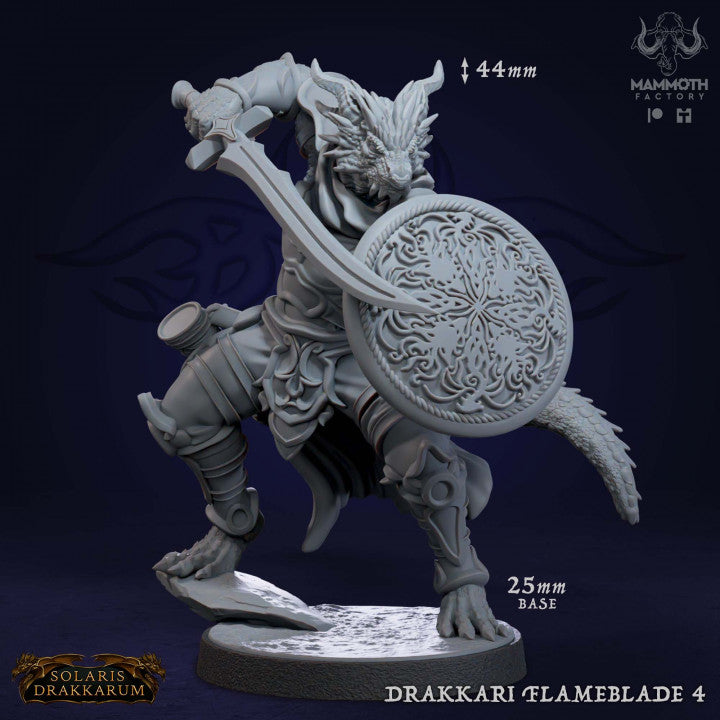 Dragonborn Fighter Warrior Flameblades | Medium | Mammoth Factory | D&D DnD Pathfinder Miniature