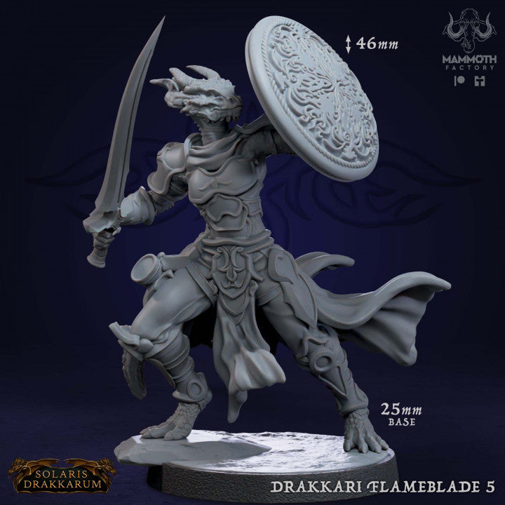 Dragonborn Fighter Warrior Flameblades | Medium | Mammoth Factory | D&D DnD Pathfinder Miniature