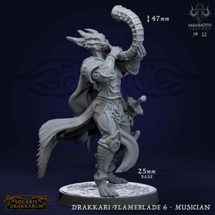 Dragonborn Fighter Warrior Flameblades | Medium | Mammoth Factory | D&D DnD Pathfinder Miniature