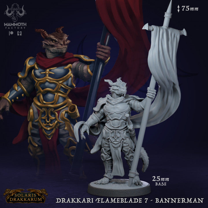 Dragonborn Fighter Warrior Flameblades | Medium | Mammoth Factory | D&D DnD Pathfinder Miniature