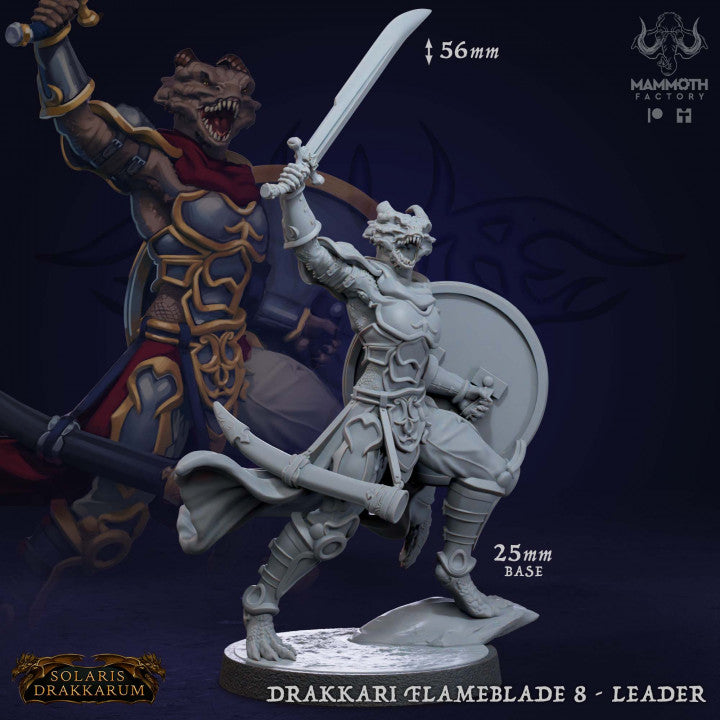 Dragonborn Fighter Warrior Flameblades | Medium | Mammoth Factory | D&D DnD Pathfinder Miniature