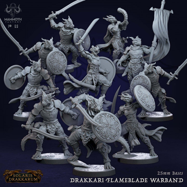 Dragonborn Fighter Warrior Flameblades | Medium | Mammoth Factory | D&D DnD Pathfinder Miniature