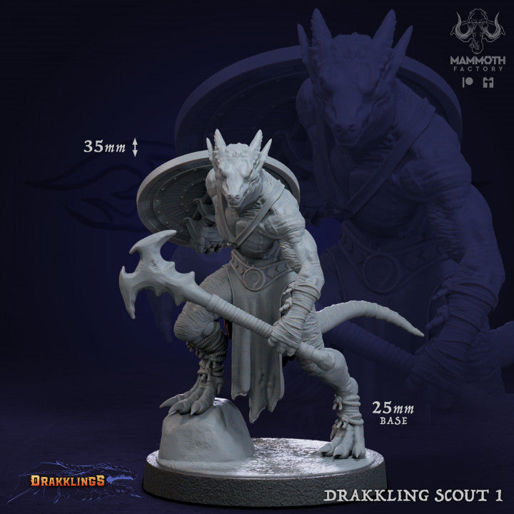 Dragonborn Drakkling Scout Warrior | Medium | Mammoth Factory | D&D DnD Pathfinder Miniature