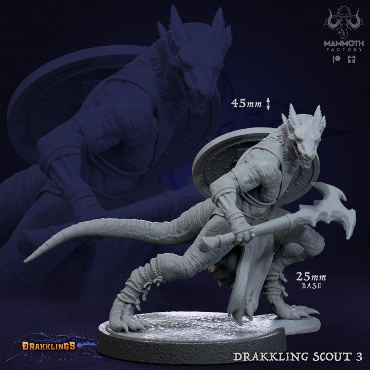 Dragonborn Drakkling Scout Warrior | Medium | Mammoth Factory | D&D DnD Pathfinder Miniature