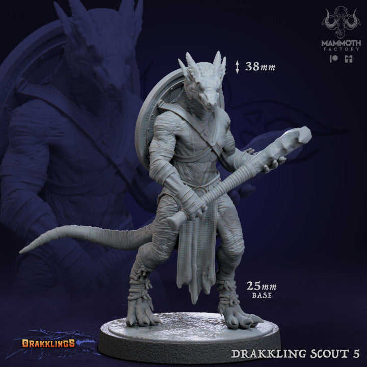 Dragonborn Drakkling Scout Warrior | Medium | Mammoth Factory | D&D DnD Pathfinder Miniature