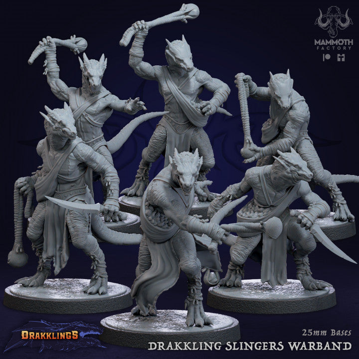 Drakkling Lizardfolk Slinger Scout | Medium | Mammoth Factory | D&D DnD Pathfinder Miniature