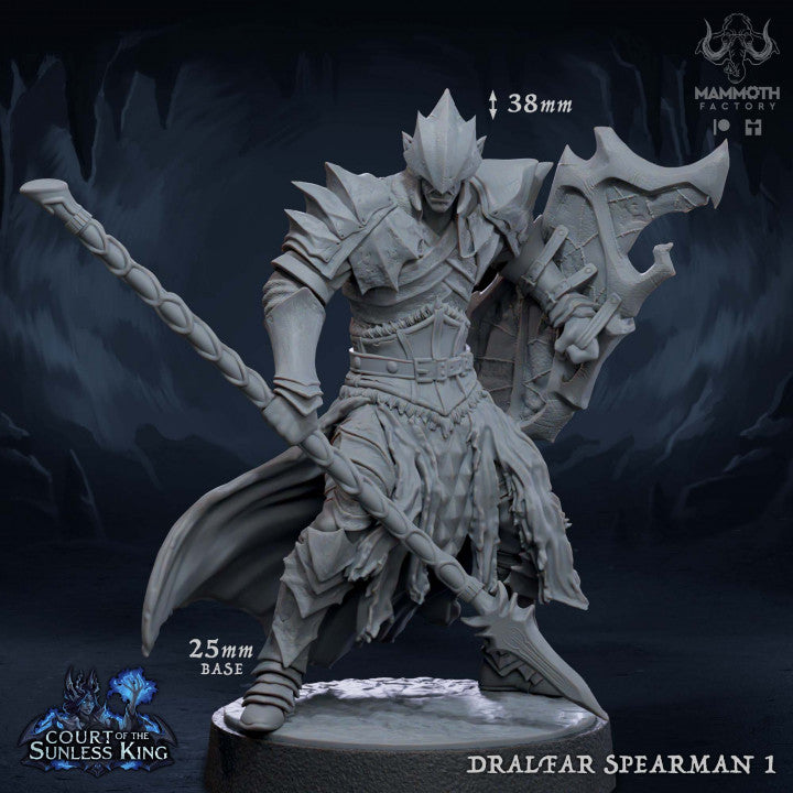 Drow Spearman Armored Warriors | Medium | Mammoth Factory | D&D DnD Pathfinder Miniature