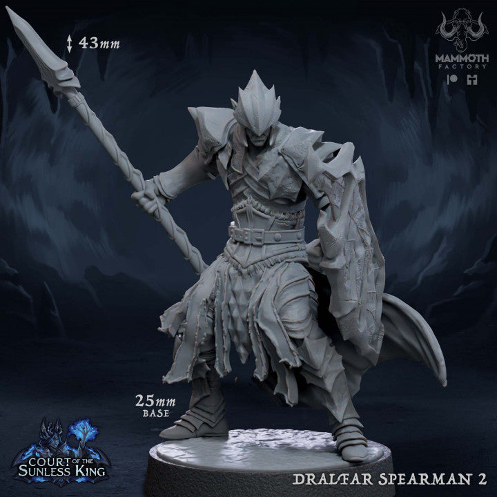 Drow Spearman Armored Warriors | Medium | Mammoth Factory | D&D DnD Pathfinder Miniature