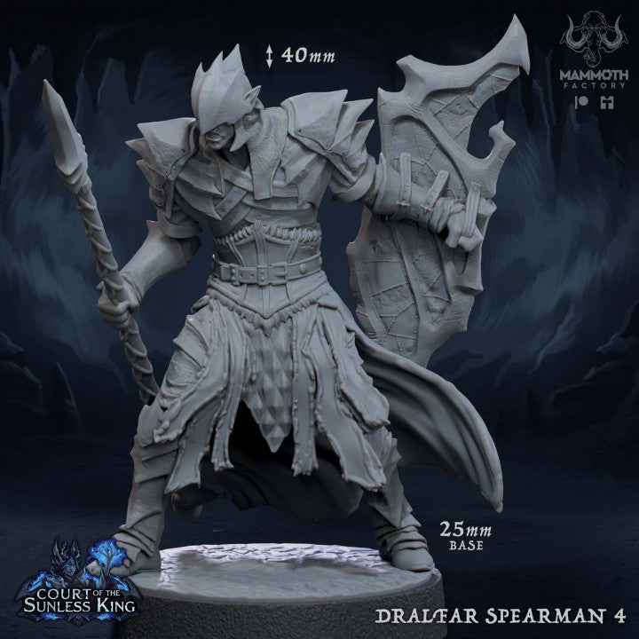 Drow Spearman Armored Warriors | Medium | Mammoth Factory | D&D DnD Pathfinder Miniature