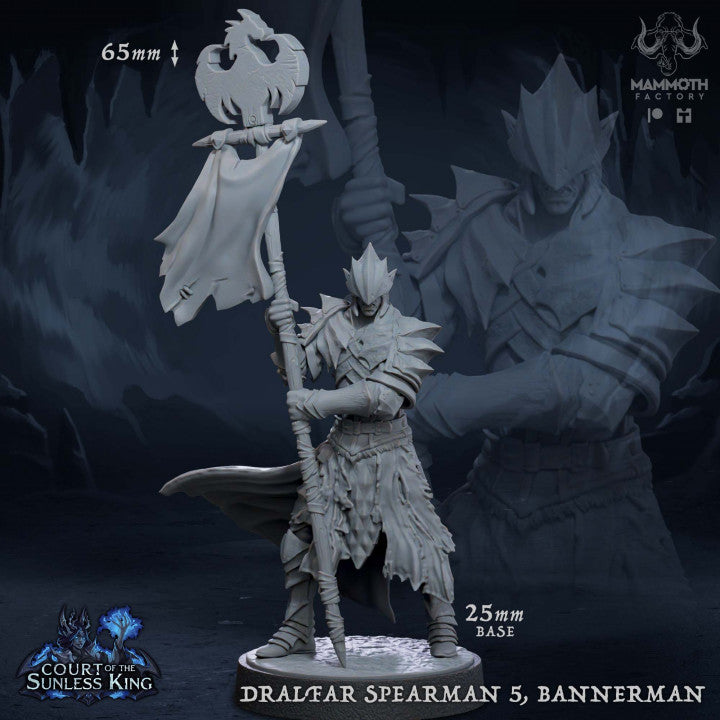 Drow Spearman Armored Warriors | Medium | Mammoth Factory | D&D DnD Pathfinder Miniature