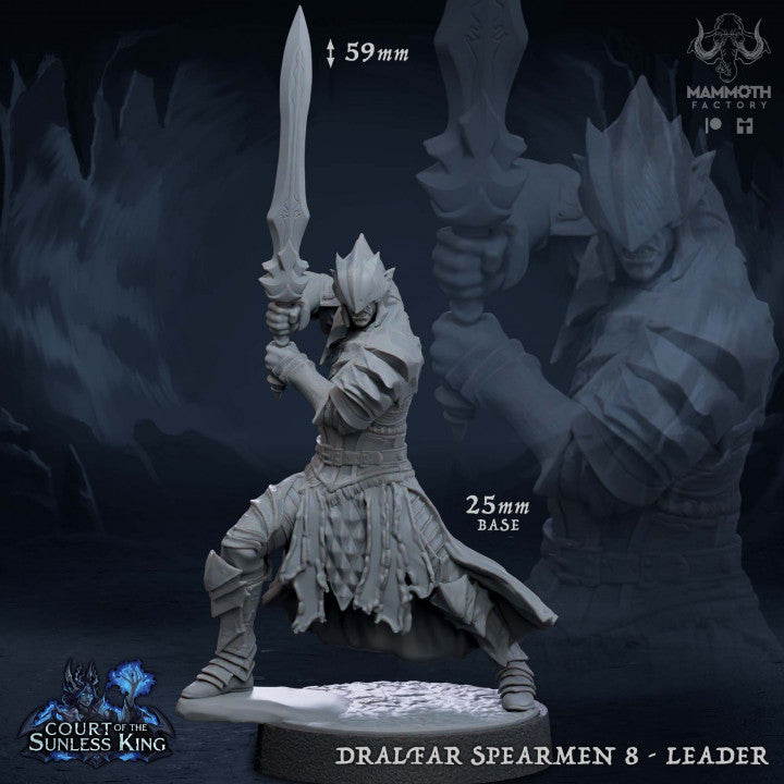 Drow Spearman Armored Warriors | Medium | Mammoth Factory | D&D DnD Pathfinder Miniature