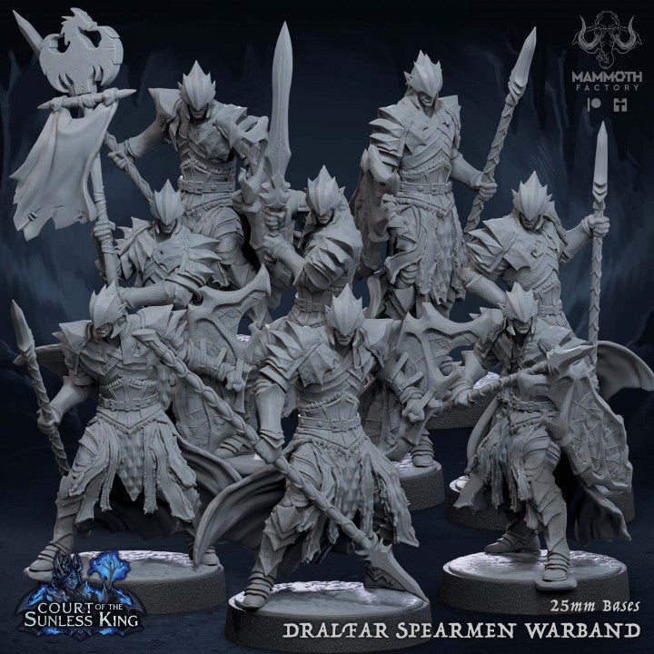 Drow Spearman Armored Warriors | Medium | Mammoth Factory | D&D DnD Pathfinder Miniature