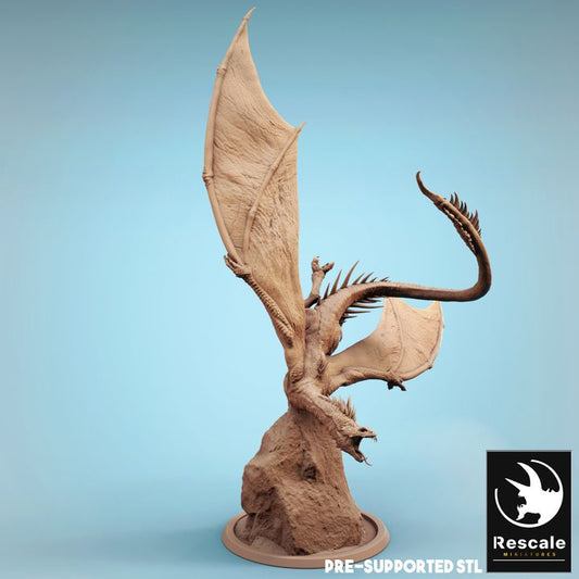 Vouivre Drone Soaring Dragon Miniature | Large | Rescale Miniatures | D&D DnD Pathfinder