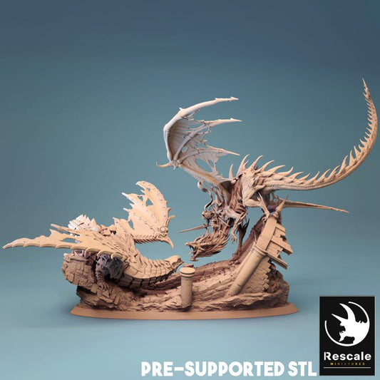 Cursed Dragon - Battle (75mm Base)