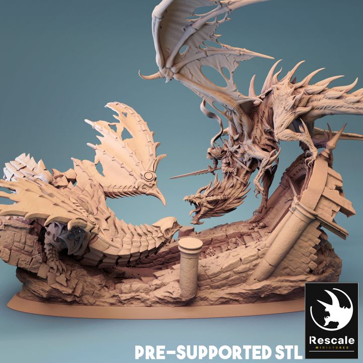 Cursed Dragon - Battle (75mm Base)