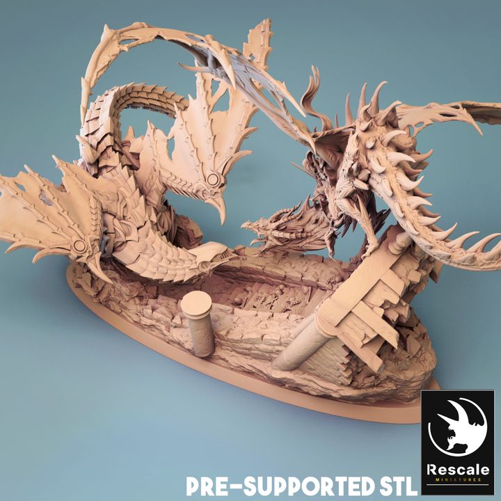 Cursed Dragon - Battle (75mm Base)