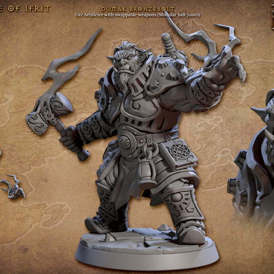 Half-Orc Artificer Modular Weapons | Medium | Artisan Guild | D&D DnD Pathfinder Miniature