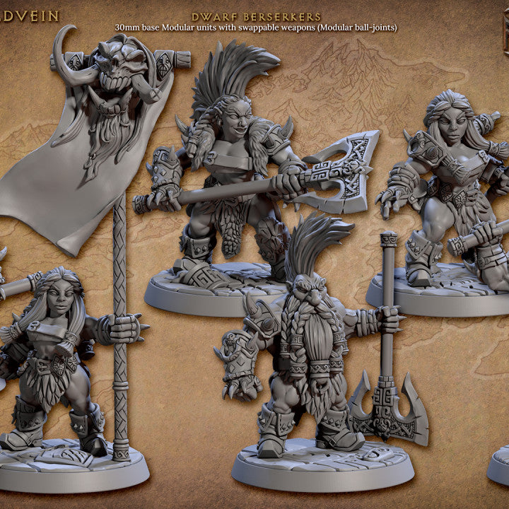 Dwarf Berserker Barbarian Warrior Mini | Medium | Artisan Guild | D&D DnD Pathfinder Miniature