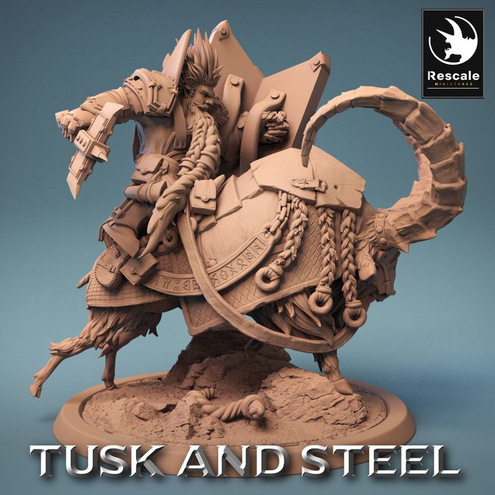 Dwarf Goat Warrior Mount Beasts | Large | Rescale Miniatures | D&D DnD Pathfinder Miniature