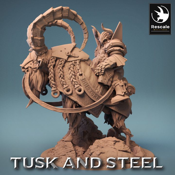 Dwarf Goat Mount Beast Miniature | Large | Rescale Miniatures | D&D DnD Pathfinder Miniature