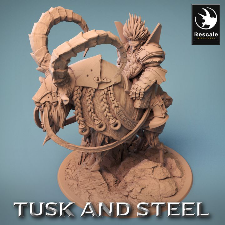 Dwarf Goat Mount Beast Miniature | Large | Rescale Miniatures | D&D DnD Pathfinder Miniature