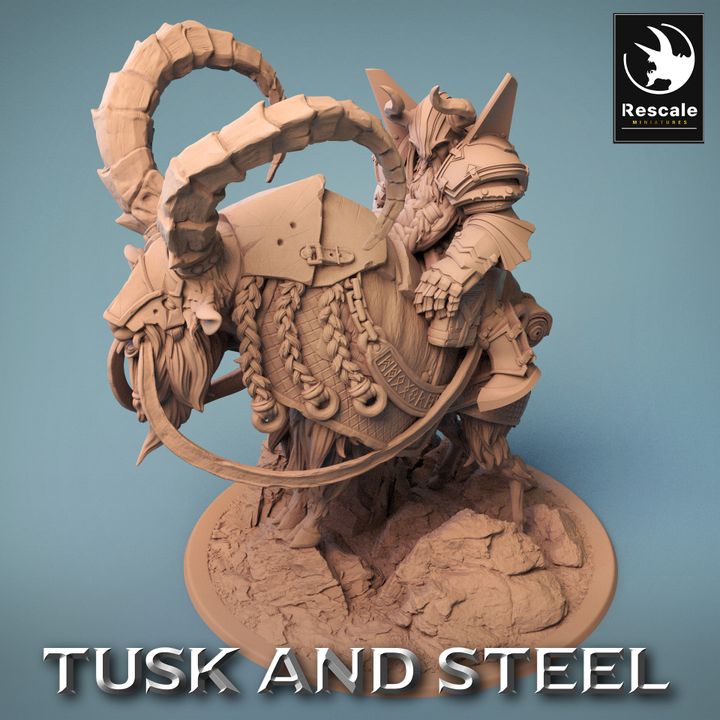 Dwarf Goat Mount Beast Miniature | Large | Rescale Miniatures | D&D DnD Pathfinder Miniature