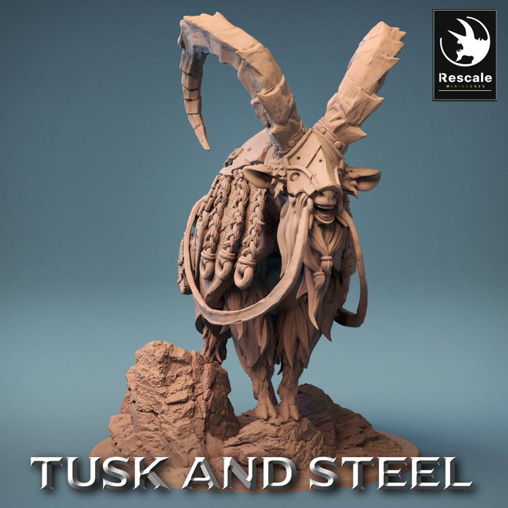 Dwarf Goat Mount Beast Miniature | Large | Rescale Miniatures | D&D DnD Pathfinder Miniature