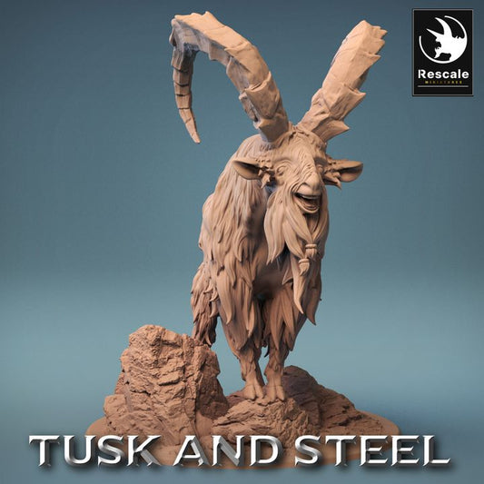 Dwarf Goat Mount Beast Miniature | Large | Rescale Miniatures | D&D DnD Pathfinder Miniature