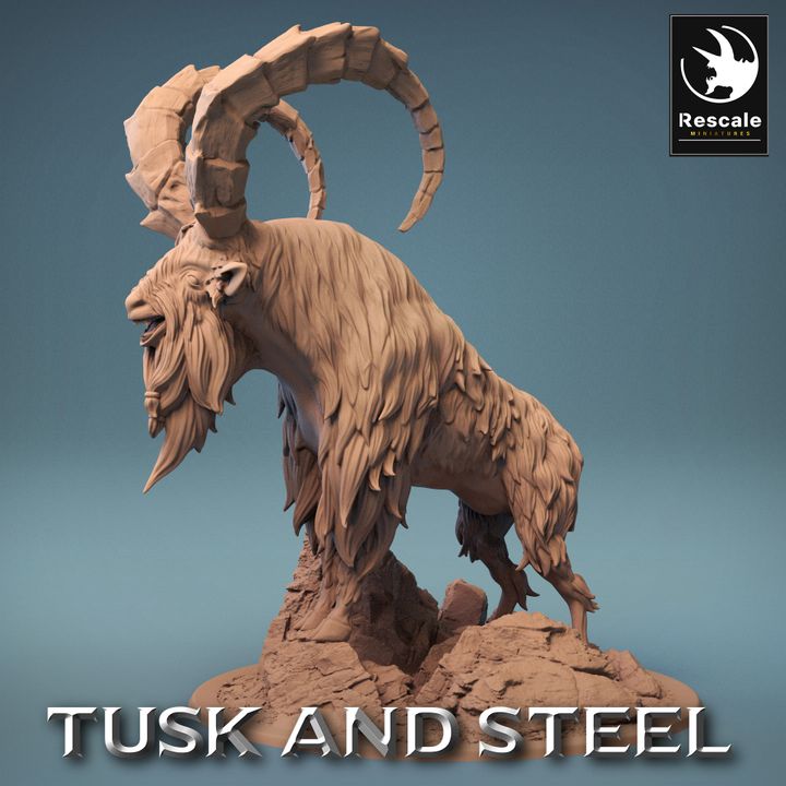 Dwarf Goat Mount Beast Miniature | Large | Rescale Miniatures | D&D DnD Pathfinder Miniature