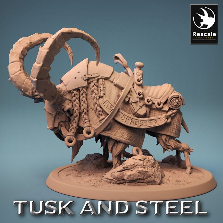 Dwarf Warrior Goat Mount | Large | Rescale Miniatures | D&D DnD Pathfinder Miniature