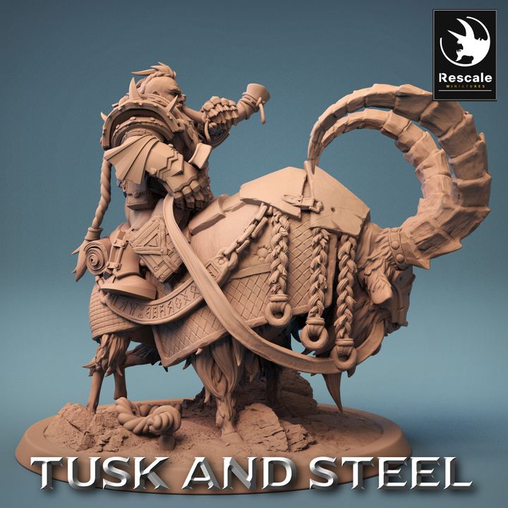 Dwarf Warrior Goat Mount | Large | Rescale Miniatures | D&D DnD Pathfinder Miniature