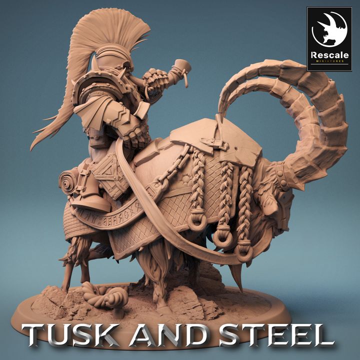 Dwarf Warrior Goat Mount | Large | Rescale Miniatures | D&D DnD Pathfinder Miniature