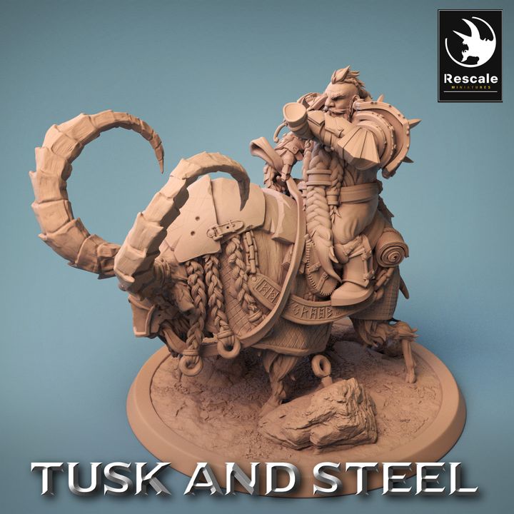 Dwarf Warrior Goat Mount | Large | Rescale Miniatures | D&D DnD Pathfinder Miniature